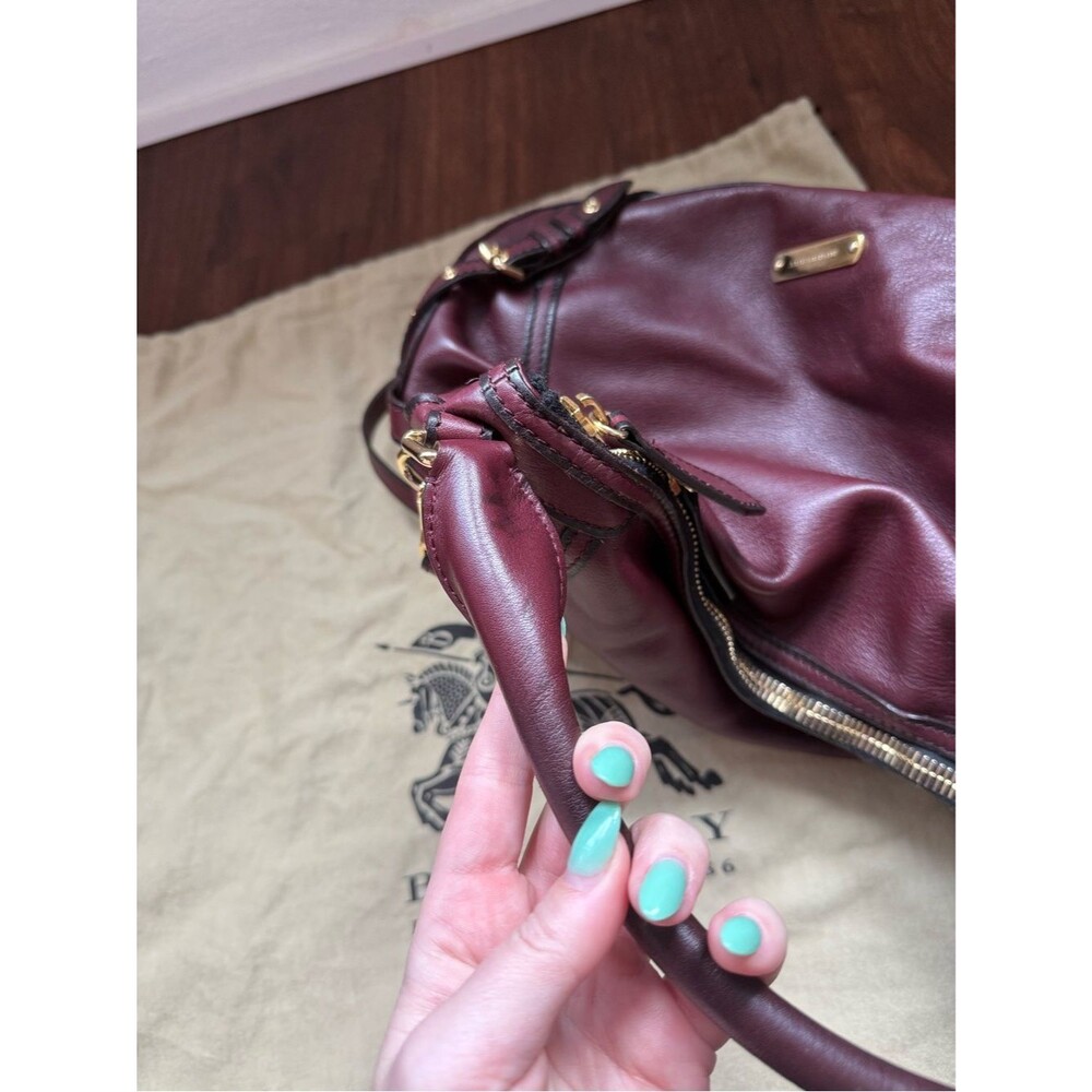 Burberry 2013 Trench Leather Ledbury Convertible Hobo Shoulder Handbag Blood Red - Picture 12 of 12